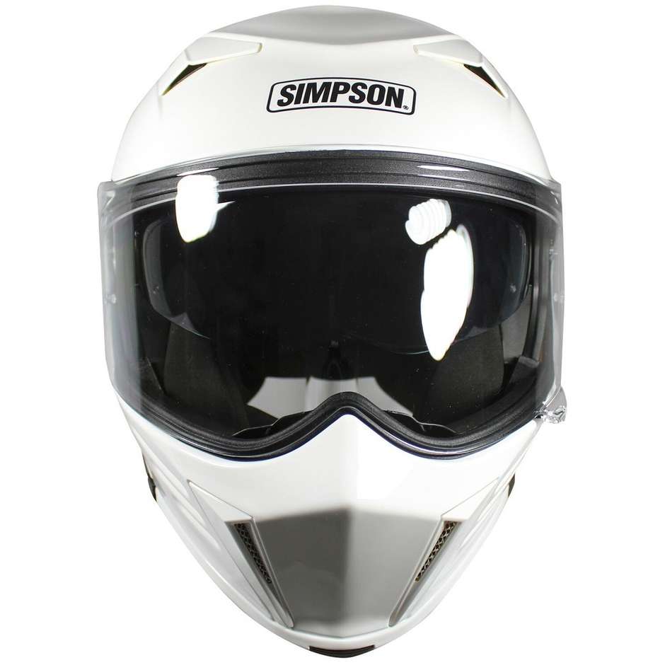 Simpson Darksome Solid White Modular Motorcycle Helmet Double Visor