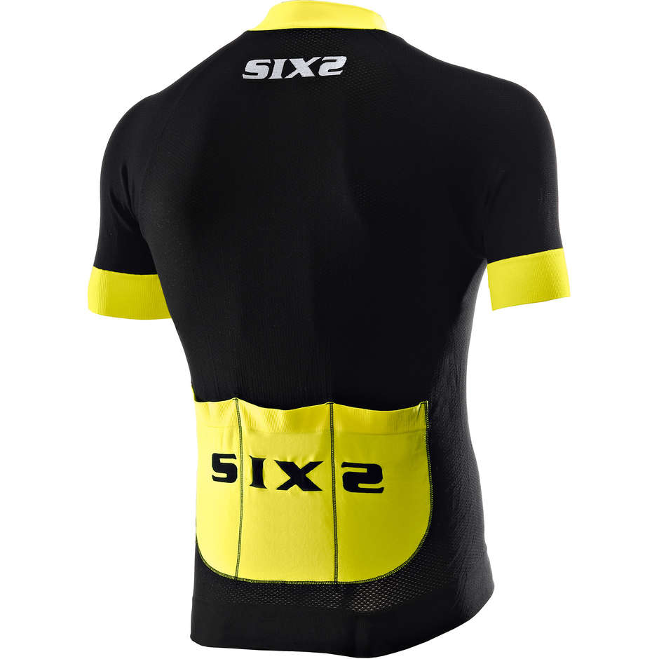 Sixs BIKE3 STRIPES Gelbes Tour Activewear kurzärmliges technisches Shirt
