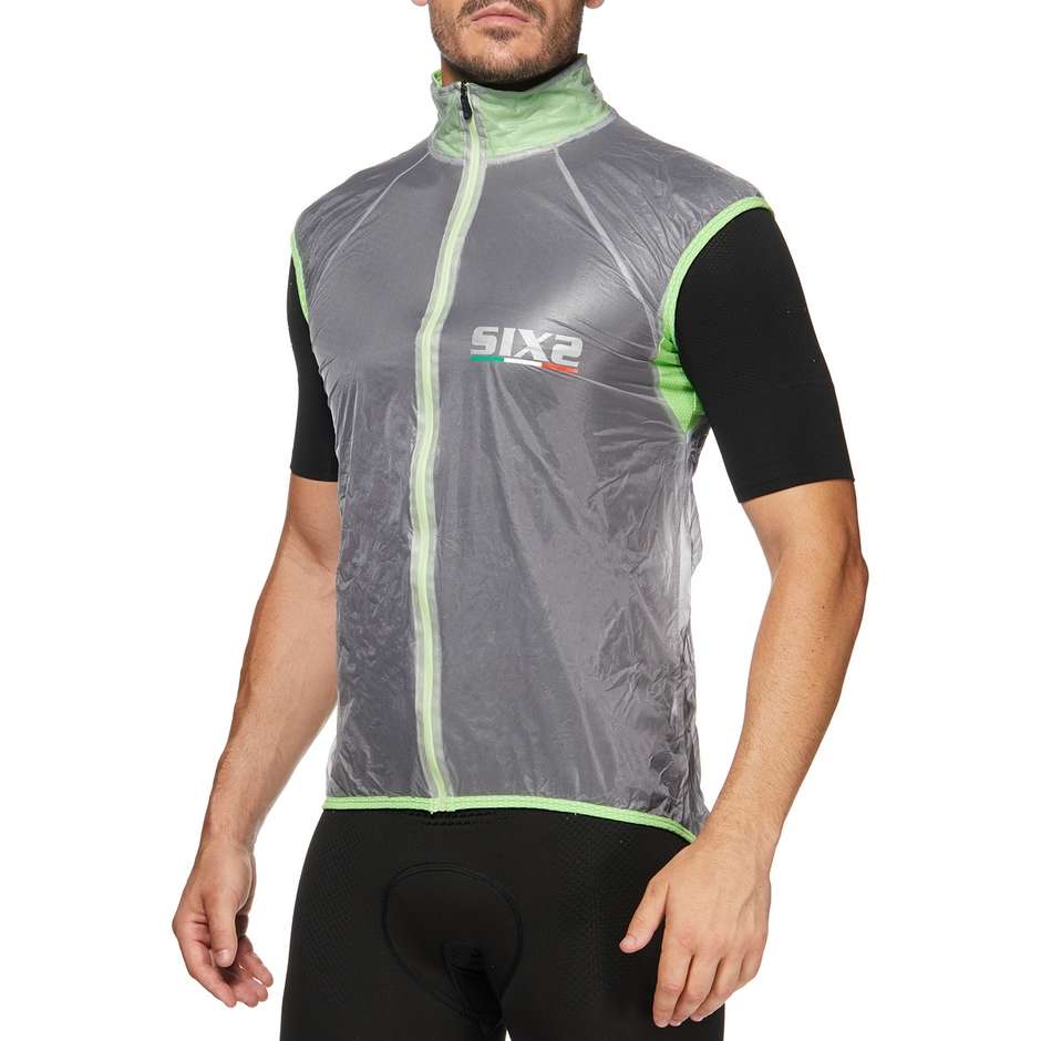 Sixs Compact Ghost Green Fluo Transparent Rainproof Vest