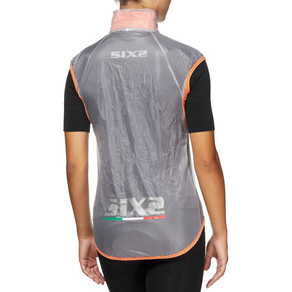 Sixs Compact Ghost Orange Fluo Transparent Rainproof Wind Vest
