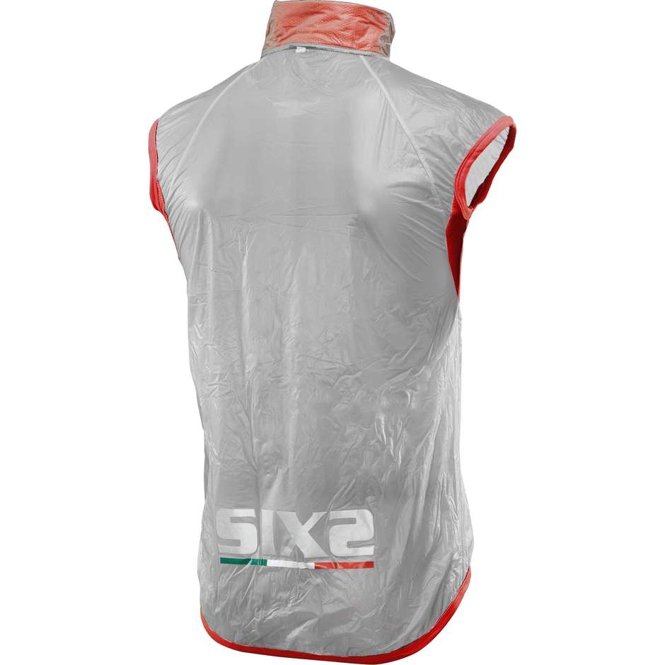 Sixs Compact Ghost Red Transparent Rainproof Wind Vest