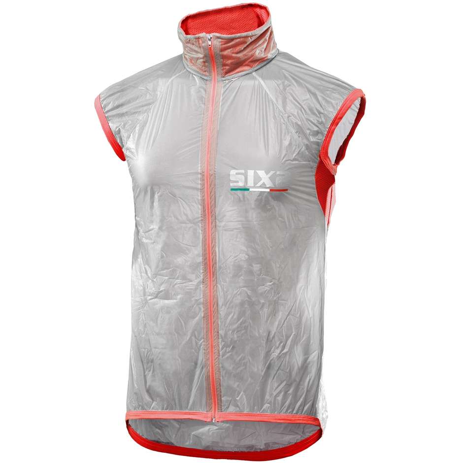 Sixs Compact Ghost Red Transparent Rainproof Wind Vest