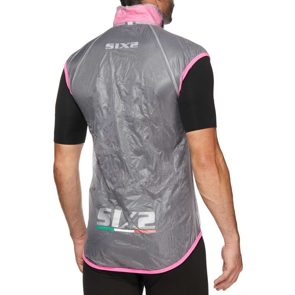 Sixs Compact Ghost Transparent Pink Rainproof Wind Vest