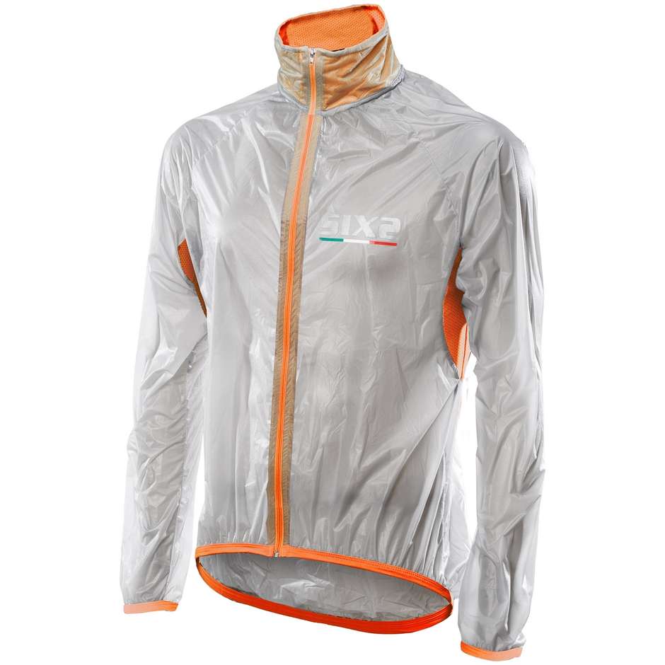 Sixs Ghost Compact Waterproof Raincoat Orange Fluo Transparent