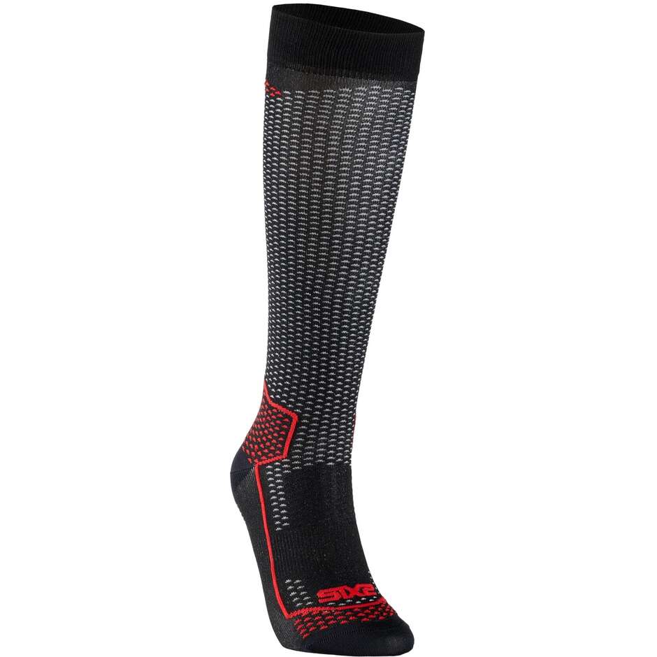 Sixs LONG V3 Summer Long Socks Black Red