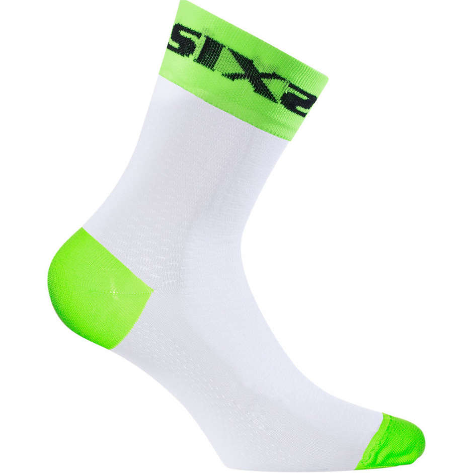 Sixs Sports Short Socken Weiß Grün Fluo