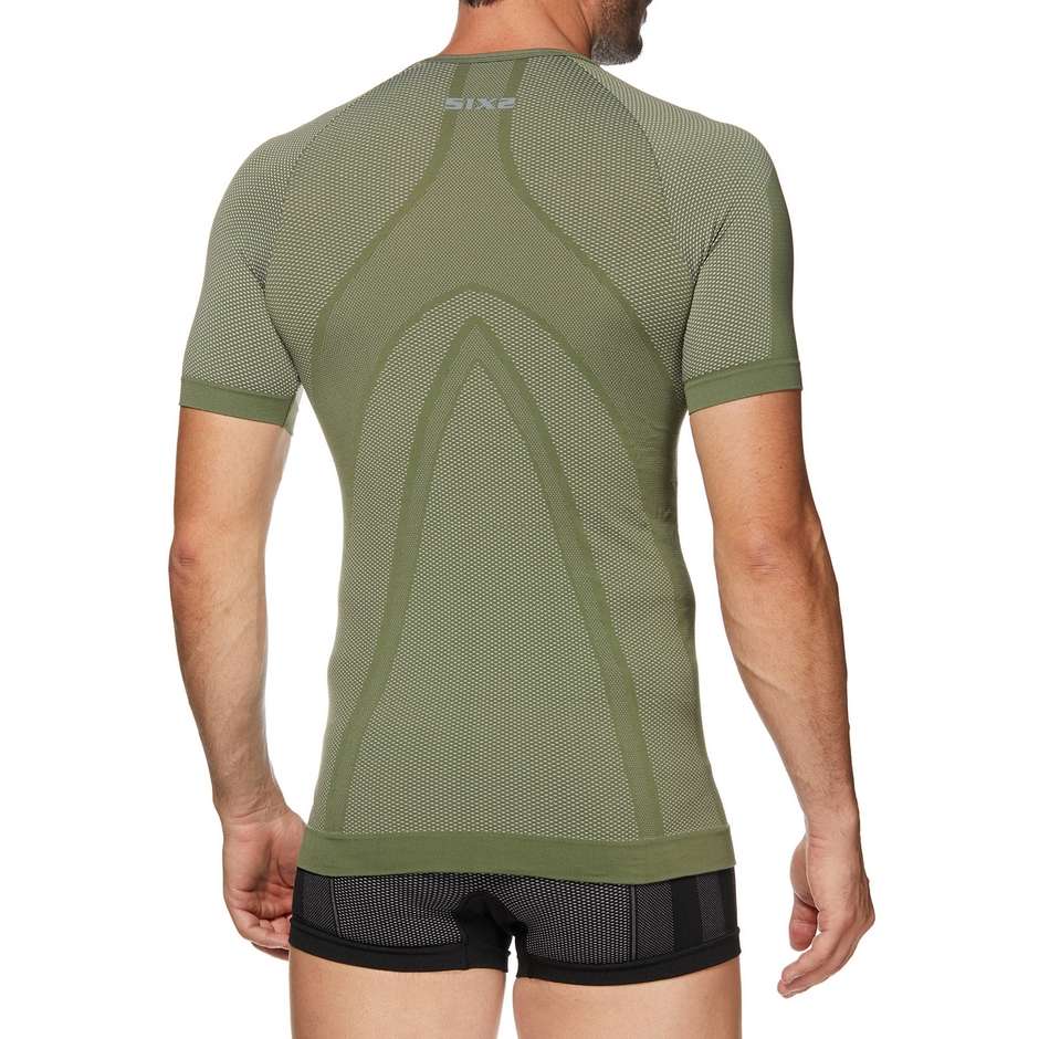 Sixs TS1 CArbnon Underwear Army Kurzarm-Pullover mit Rundhalsausschnitt