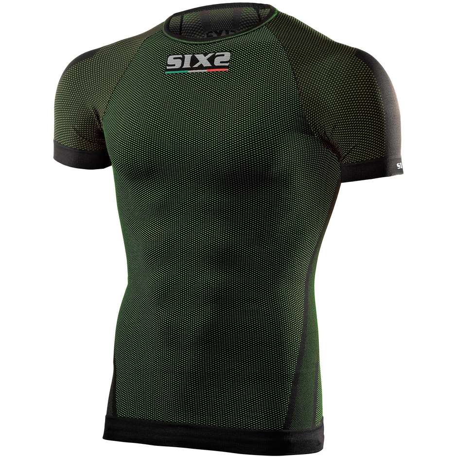Sixs TS1 CArbnon Underwear Dark Green Short Sleeve Crew-neck Sweater