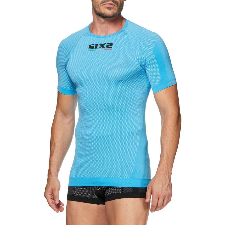 Sixs TS1 CArbnon Underwear Light Blue Short Sleeve Crew-neck Sweater