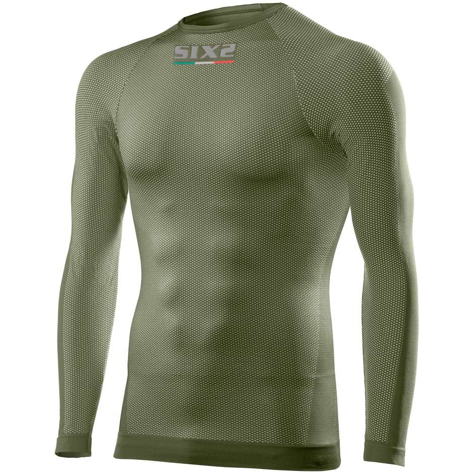 Sixs TS2 Carbnon Underwear Army Long Sleeve Crewneck Shirt