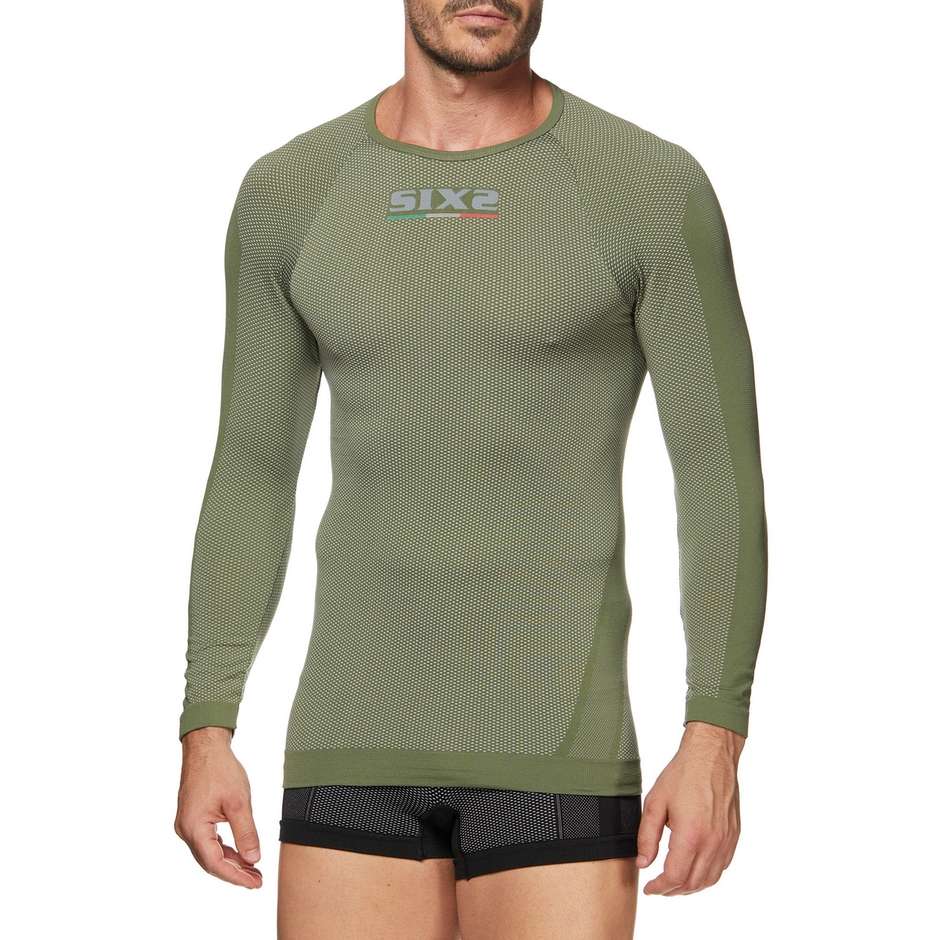 Sixs TS2 Carbnon Underwear Army Long Sleeve Crewneck Shirt