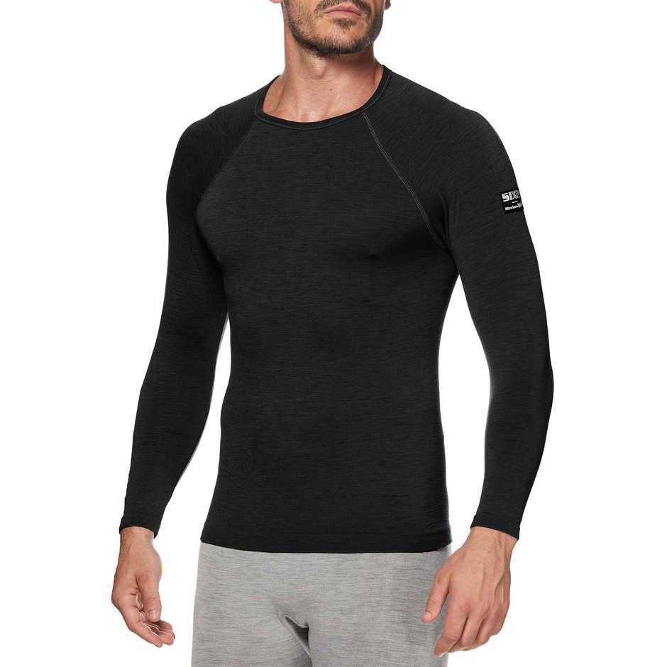 Sixs TS2 Carbon Merinos Wool Long Sleeved Underwear Crewneck Shirt Black