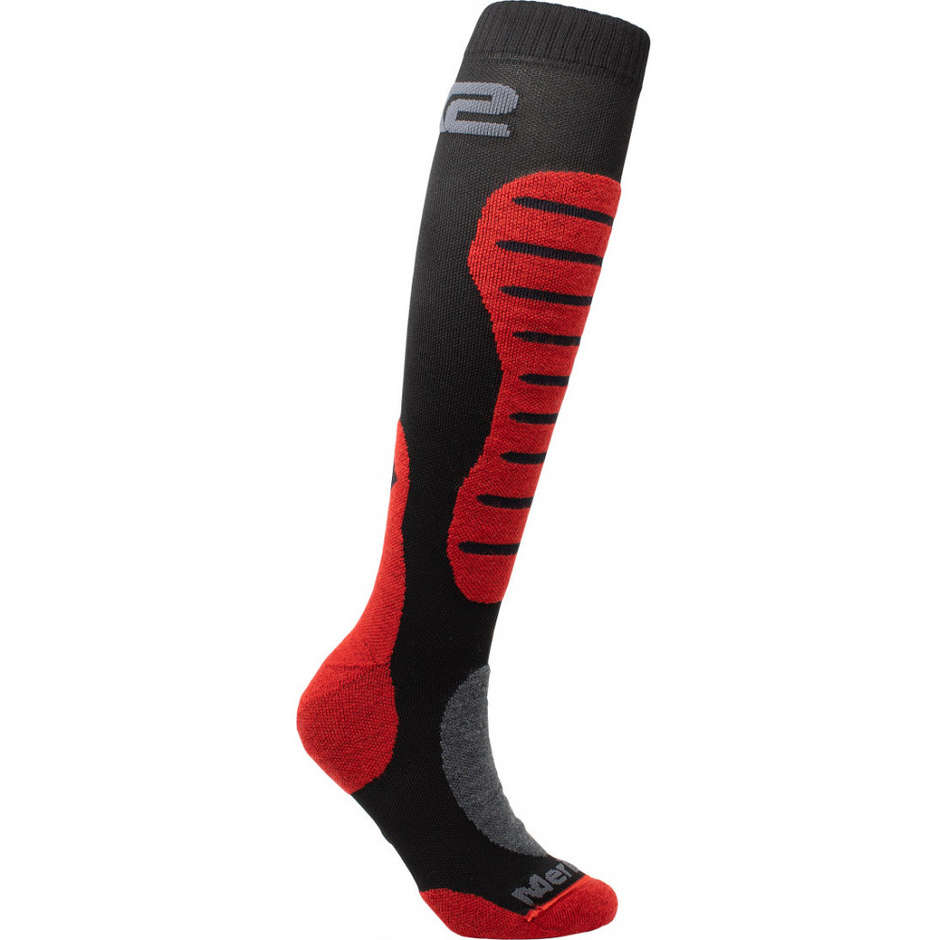 Sixs Winter Long Socks Reinforced With Black Red Merinos Wool