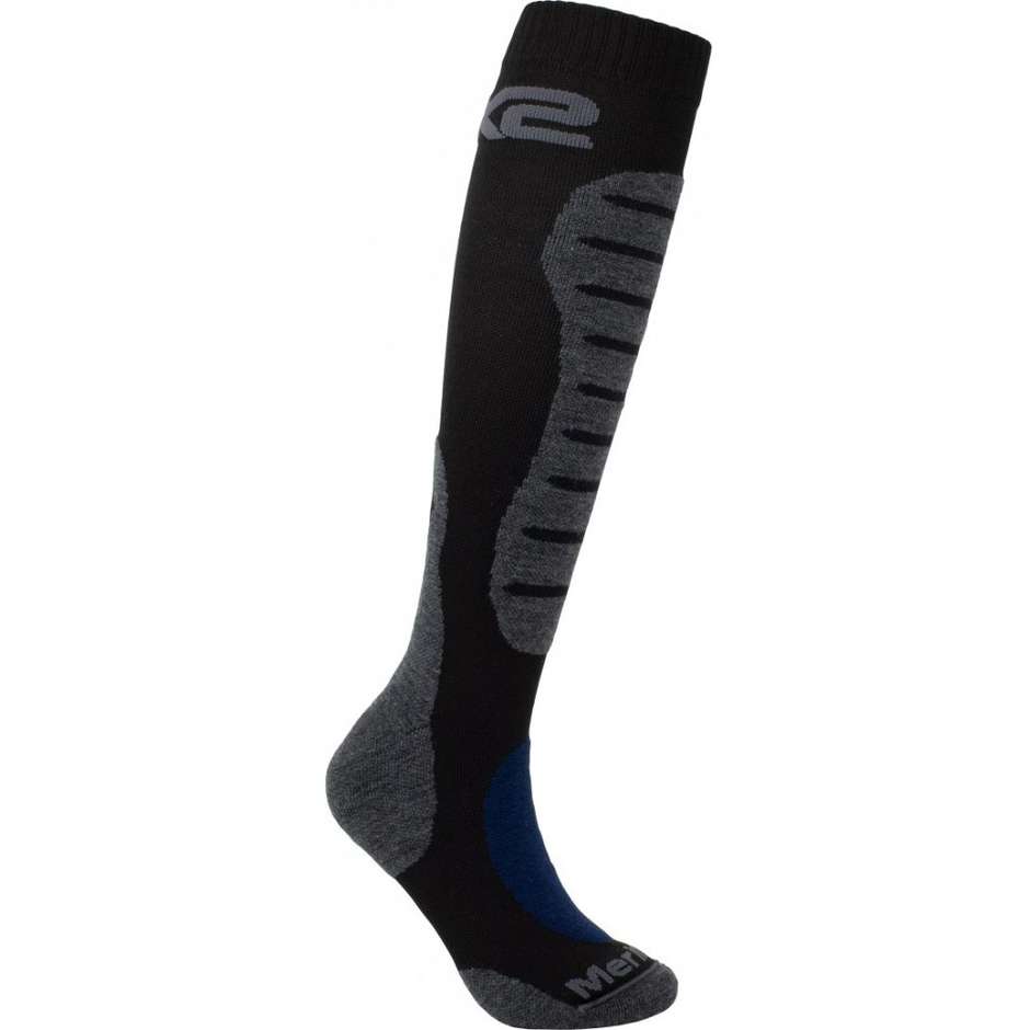 Sixs Winter Long Socks verstärkt mit schwarz grauer Merinowolle