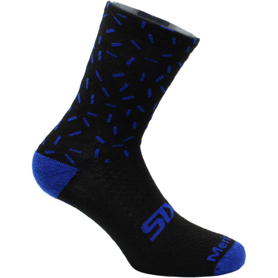 Sixs Winter Merino Wool Cycling Sock Black blue