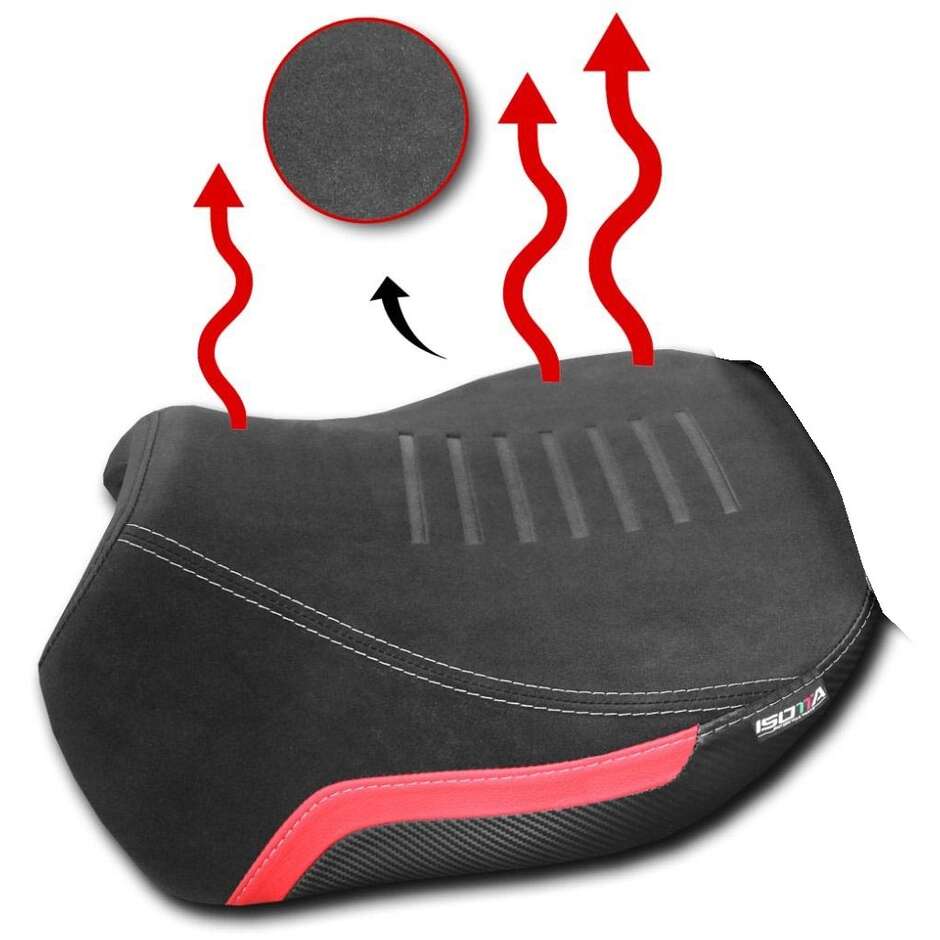 Siège avant chauffant confort Isotta pour DUCATI Multistrada V4 Noir Rouge