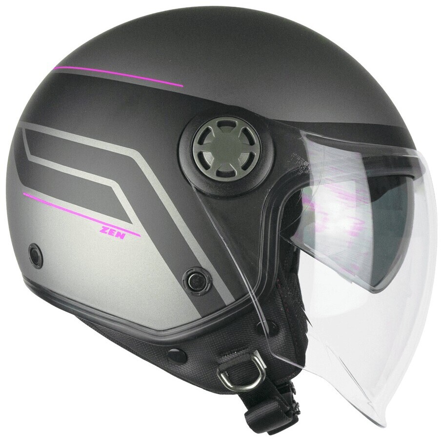 Ska-P 1SHG ZEN CITY Jet Motorcycle Helmet Anthracite Fluo Pink Satin