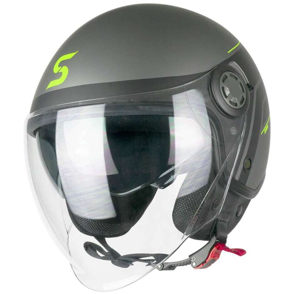 Ska-P 1SHG ZEN CITY Jet Motorcycle Helmet Anthracite Fluo Yellow Satin