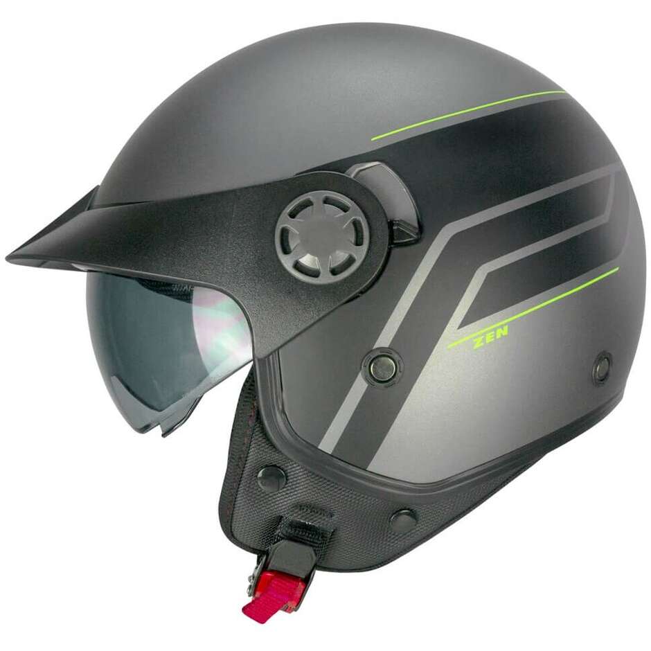 Ska-P 1SHG ZEN CITY Jet Motorcycle Helmet Anthracite Fluo Yellow Satin