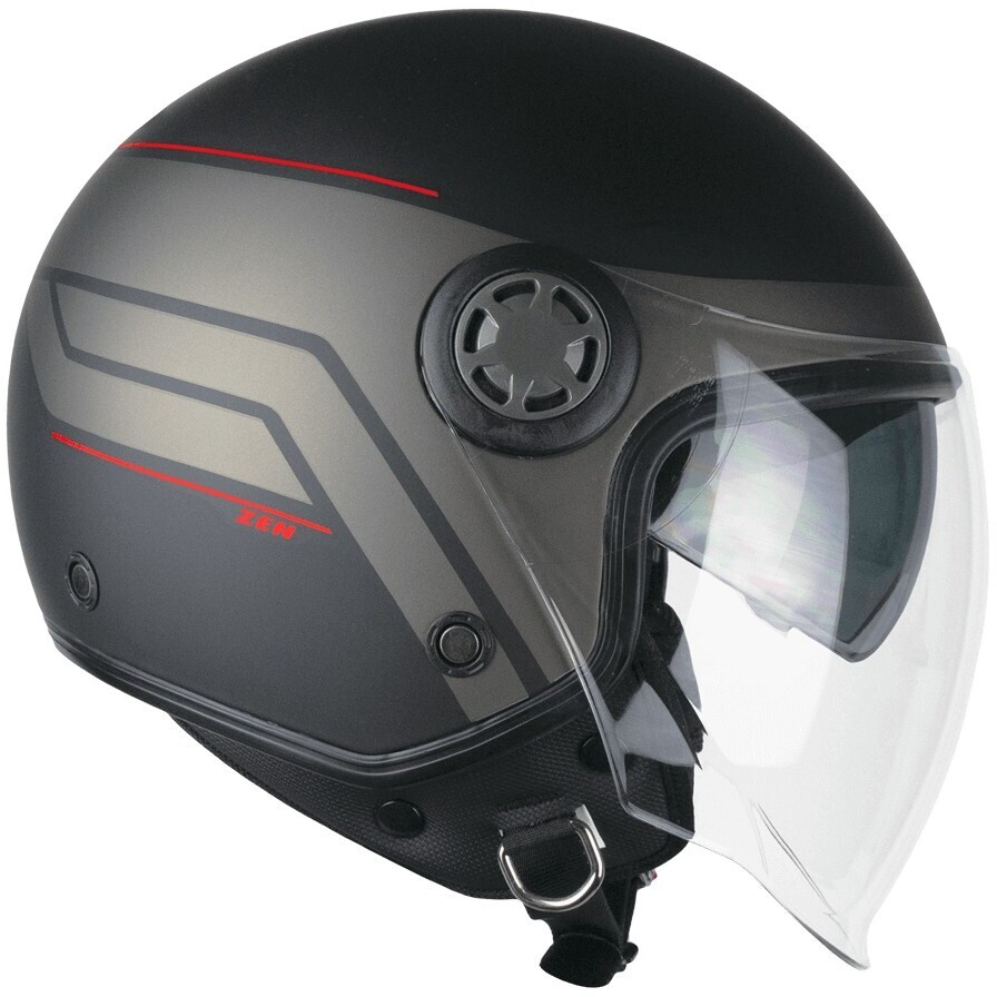 Ska-P 1SHG ZEN CITY Jet Motorcycle Helmet Matt Black Red