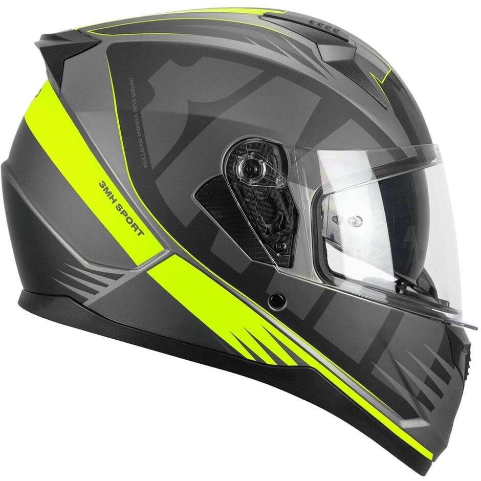 Ska-P 3MH SPEEDER SPORT Full Face Motorcycle Helmet, Matte Black/Fluorescent Yellow