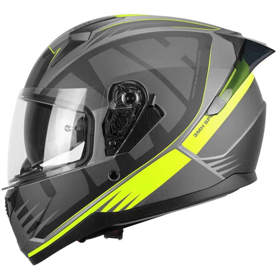 Ska-P 3MH SPEEDER SPORT Full Face Motorcycle Helmet, Matte Black/Fluorescent Yellow