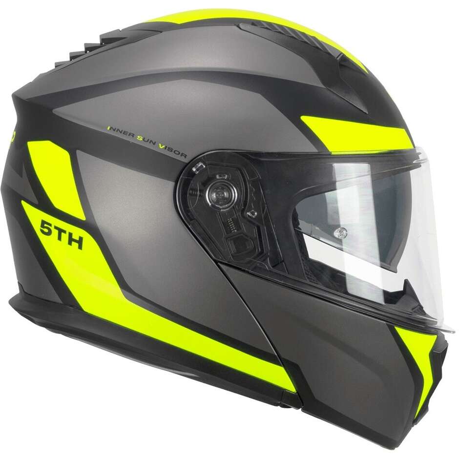 Ska-P 5THG FALCON SPORT Modular Motorcycle Helmet Black Matt Fluo Yellow