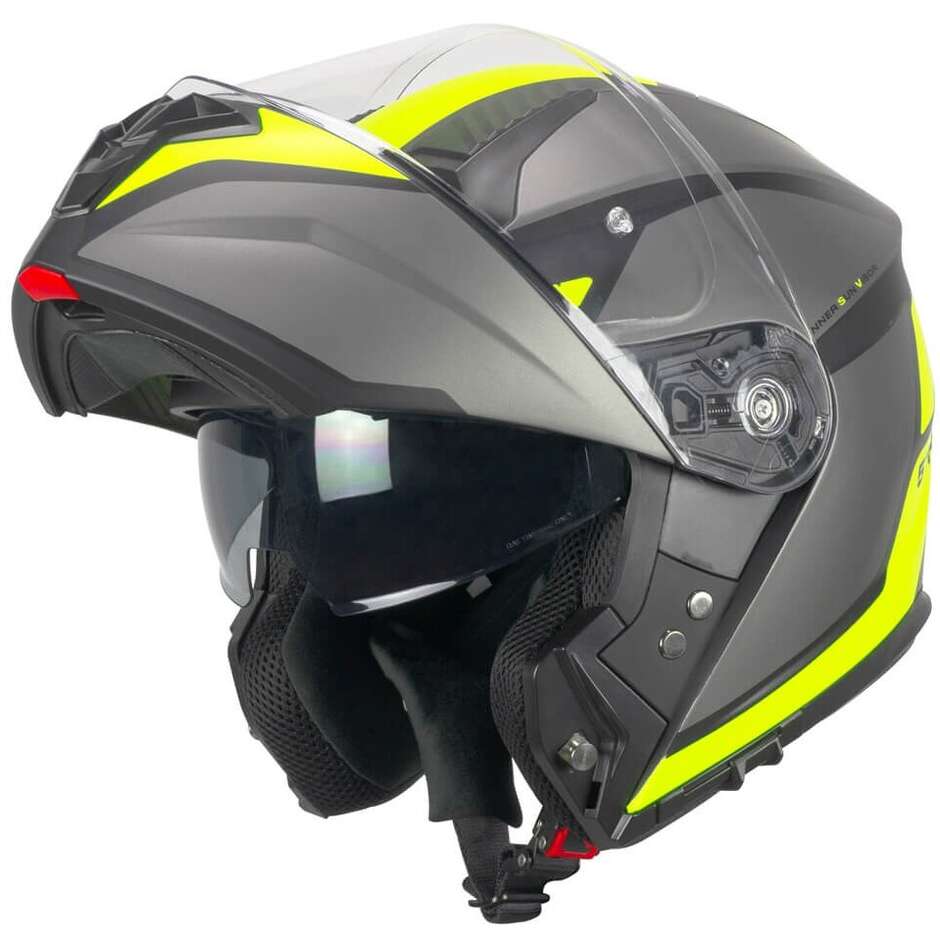 Ska-P 5THG FALCON SPORT Modular Motorcycle Helmet Black Matt Fluo Yellow