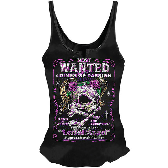 Sleeveless Custom Motorcycle Jersey Lethal Threat Lady Most Wonted Skull