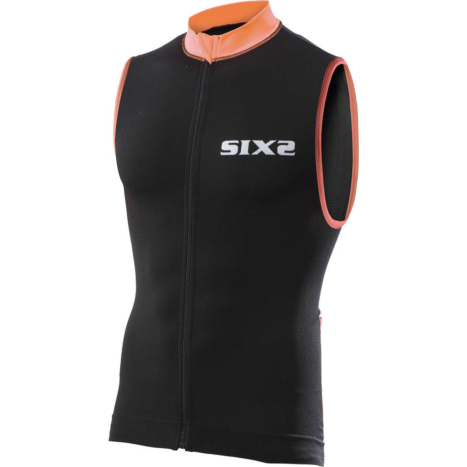 Sleeveless Technical Activewear Sixs bike2 Black Orange