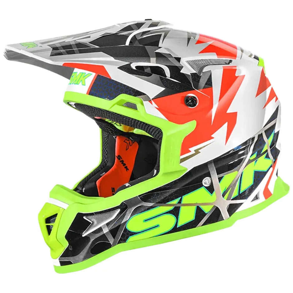 SMK Allterra Fulmine MX GL174 White Yellow Motocross Helmet