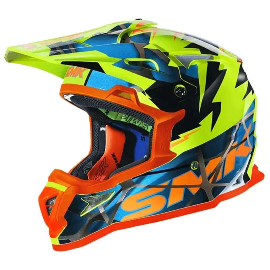 SMK Allterra Fulmine MX GL457 Yellow Red Motocross Helmet