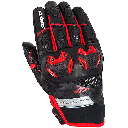 Soixante-dix gants techniques de moto d'été avec protections en cuir noir  rouge approuvées par N32 Vente en Ligne 