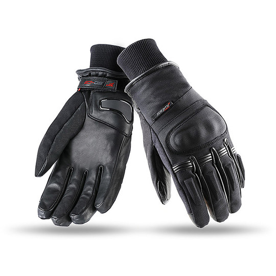 Soixante-dix gants techniques de moto d'hiver avec des protections approuvées noires de tissu C9