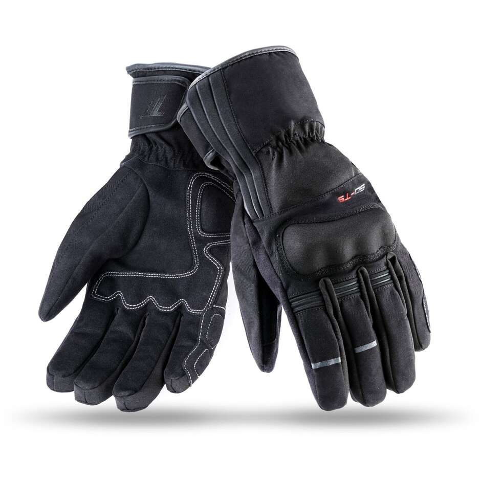 Soixante-dix gants techniques de moto d'hiver avec protections en tissu T5 approuvées en noir