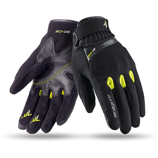 Soixante-dix gants techniques de moto d'été avec protections approuvées en tissu jaune noir C16