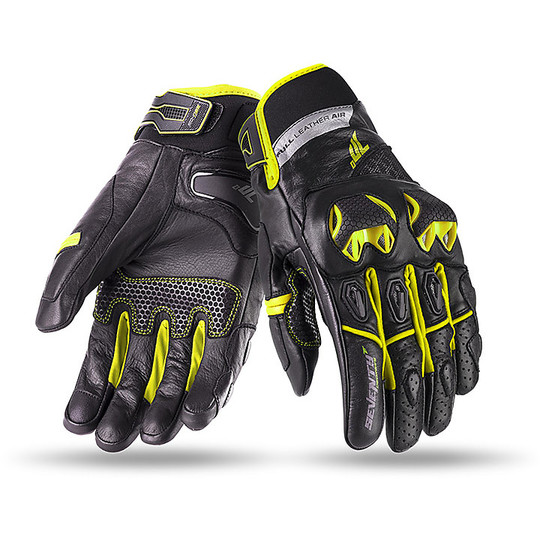 Soixante-dix gants techniques de moto d'été avec protections en cuir noir jaune approuvées N32