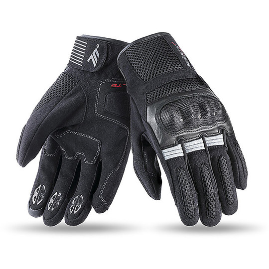 Soixante-dix gants techniques de moto d'été avec protections en tissu noir T6 Summer Touring