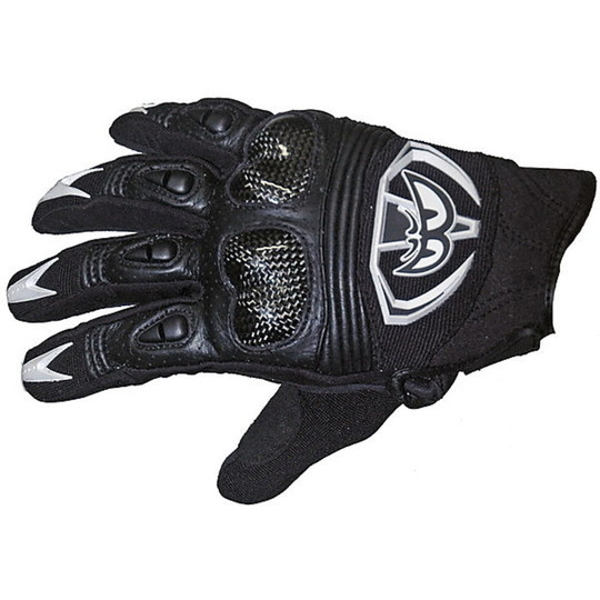 Sommer-Motorrad-Handschuhe aus Leder und Stoff G9171 Berik BK Blacks