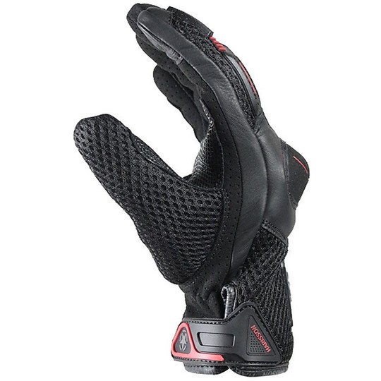 Sommer Motorrad Handschuhe in Harisson LEADER EVO zertifizierter Stoff Schwarz Rot