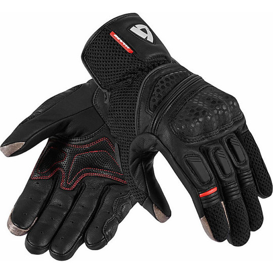 Sommer Motorrad Handschuhe REV'IT Dirt 2 Leder und Gewebe Blacks