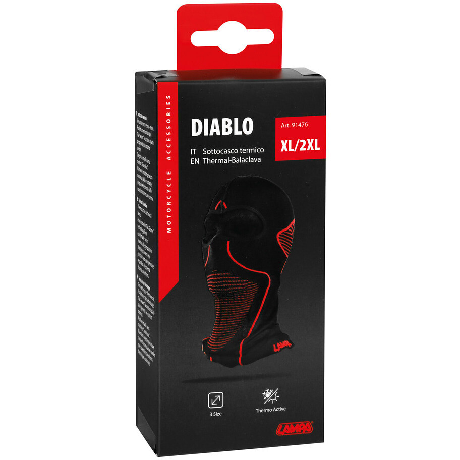 Sottocasco Termico Moto Lampa Diablo Nero-Rosso - (XL-XXL / 57-60cm)