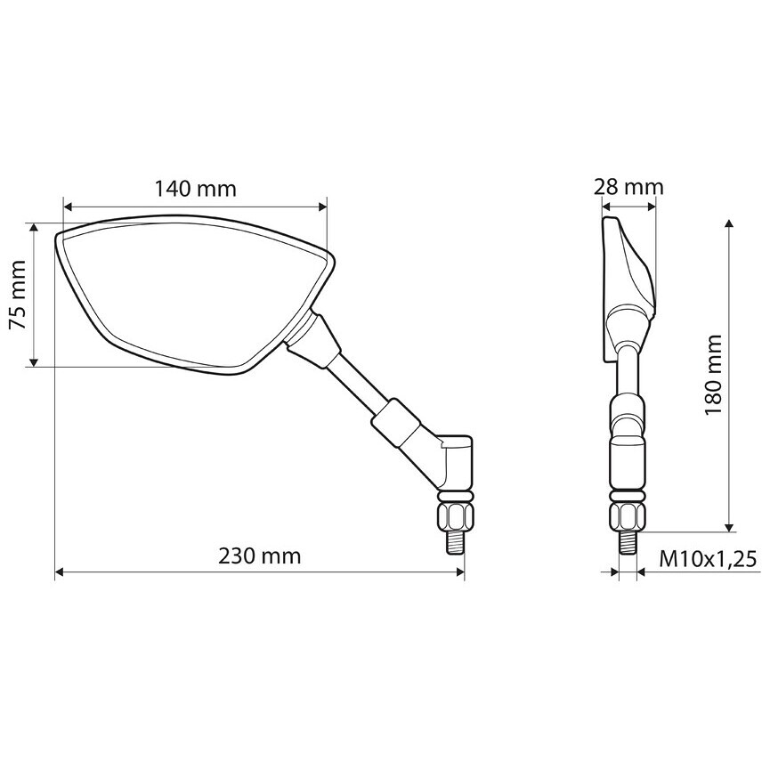 Specchi Retrovisori Moto Lampa Bat Nero Coppia