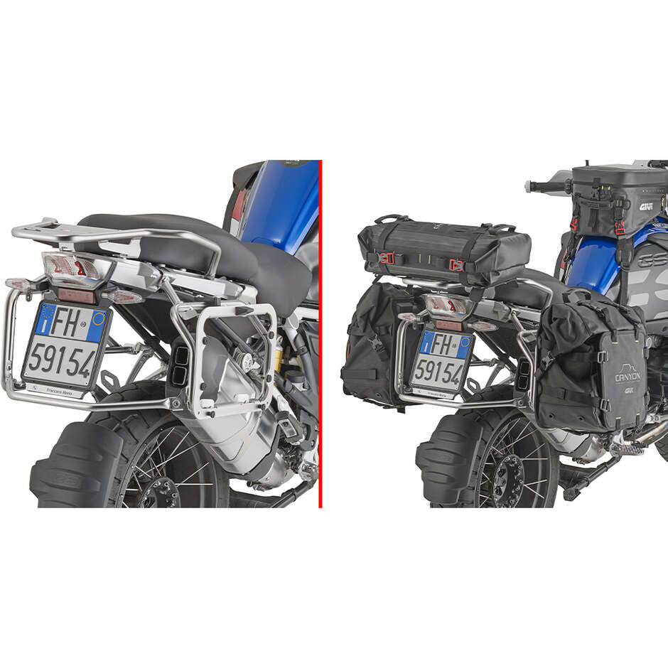Specific adapter in polished aluminium to use a pair of MONOKEY® cases on the original side case holder provided as an optional by the manufacturer Kappa KL5112B For BMW R 1250 GS Adventure (19-24)