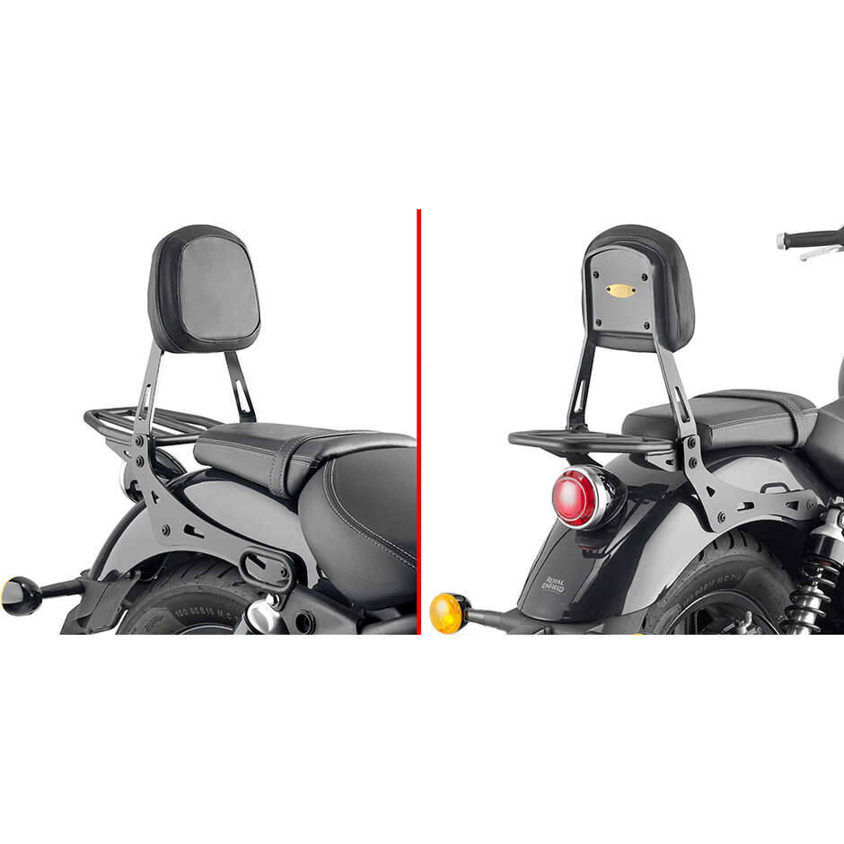 Specific glossy black backrest with Givi TS9058B luggage rack for ROYAL ENFIELD Super Meteor 650 (23 > 26)