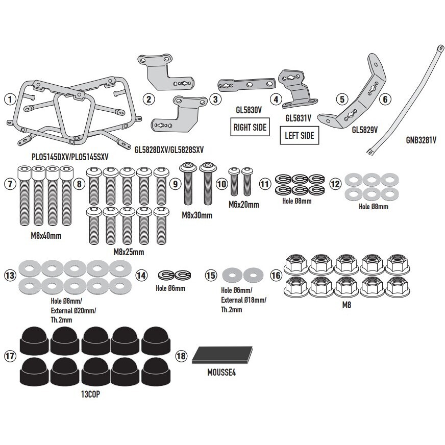 Specific KL ONE-FIT side case holder configured for MONOKEY® CAM-SIDE Kappa KLO5145CAM cases For BMW F 900 GS (2024-2025)