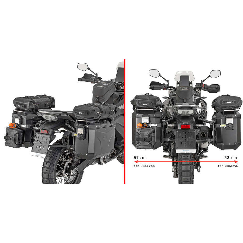 Specific PL ONE-FIT Side Case Holder for MONOKEY CAM-SIDE Trekker Outback Cases or MONOKEY CAM-SIDE Canyon Side Bags Givi PLO9230CAM For CFMOTO 1000 MT-X (26)