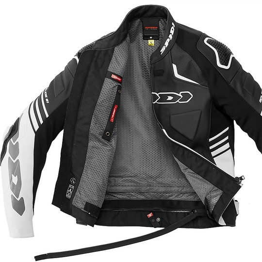Spidi BOLIDE Perforated Sporty Leather Motorcycle Jacket White Black