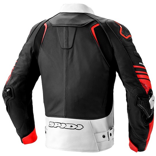 Spidi BOLIDE White Red Sports Leather Motorcycle Jacket