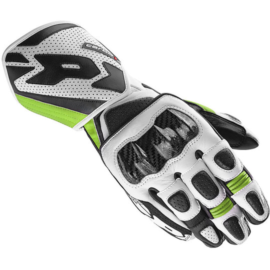 Spidi CARBO 1 Racing Leather Motorcycle Gloves Black Green